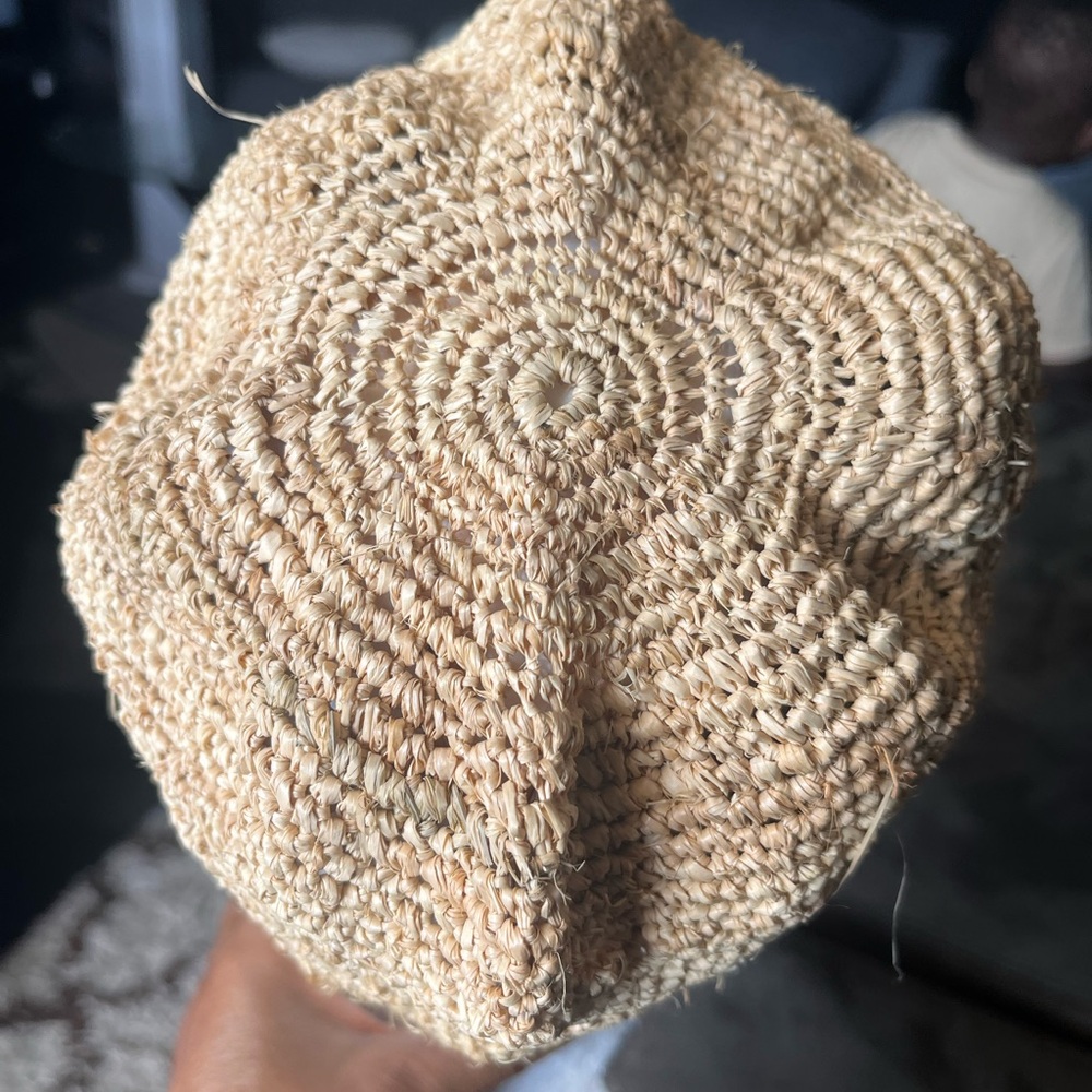 Crude Natural Raffia traditional handmade 2 sided Men African Toghu cap .